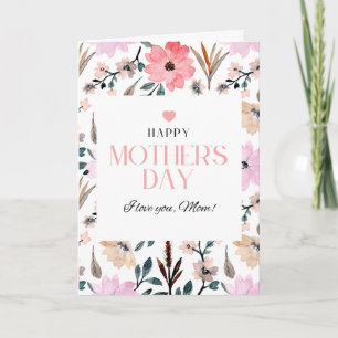 Cartão do Dia das Mães com borda floral