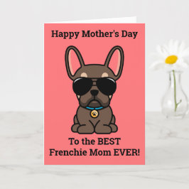 Cartão do Dia das Mães com Bulldog Francês Marrom