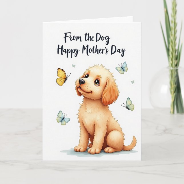 Cartão do Dia das Mães com Cachorrinho Fofo (Frente)