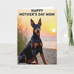 Cartão do Dia das Mães com Cachorro ao Pôr do Sol