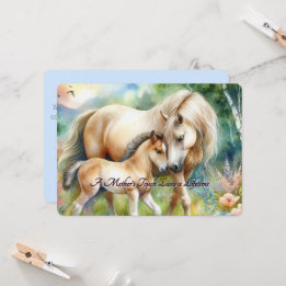 Cartão do Dia das Mães com Cavalo e Potro