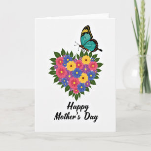 Cartão do Dia das Mães com Coração Floral