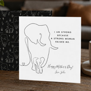 Cartão do Dia das Mães com Desenho de Elefante Mãe