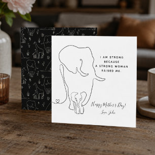 Cartão do Dia das Mães com Desenho de Elefante Mãe