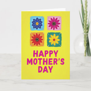 Cartão do Dia das Mães com Desenho Floral à Mão