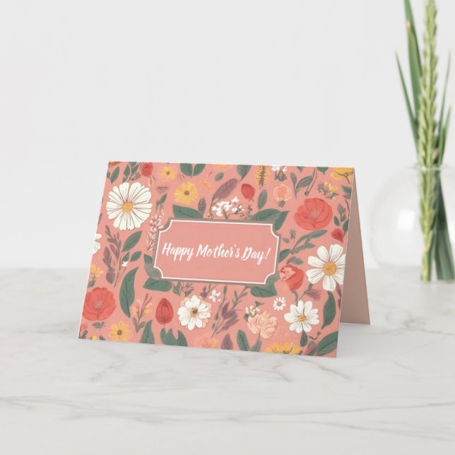 Cartão do Dia das Mães com Estampa Floral (Frente)