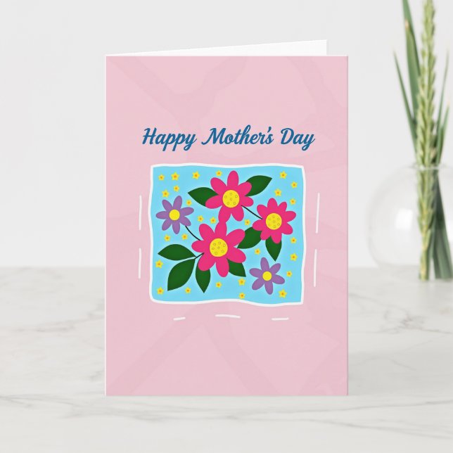 Cartão do Dia das Mães com Estrelas Rosa (Frente)