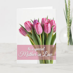 Cartão do Dia das Mães com Flor de Rosa Cor-de-Ros