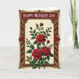 Cartão do Dia das Mães com Flor de Veludo