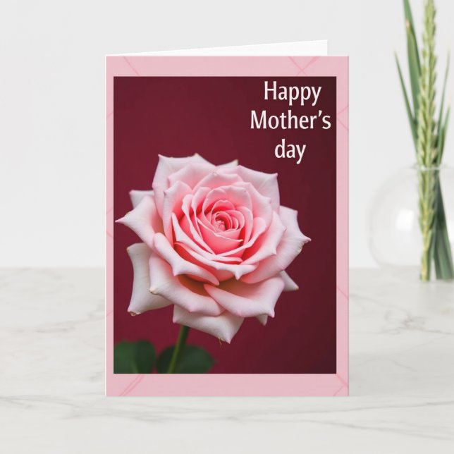 Cartão do Dia das Mães com Flor Ponto Polca Rosa (Frente)
