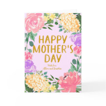 Cartão do Dia das Mães com Floral em Aquarela Vibr