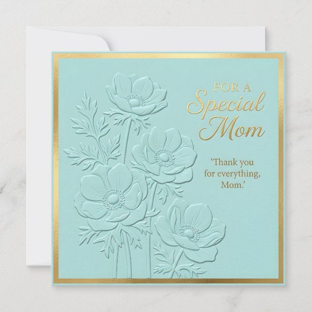 Cartão do Dia das Mães com Floral Em relevo (Frente)