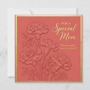 Cartão do Dia das Mães com Floral Em relevo