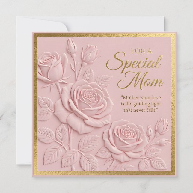 Cartão do Dia das Mães com Floral Embutido (Frente)