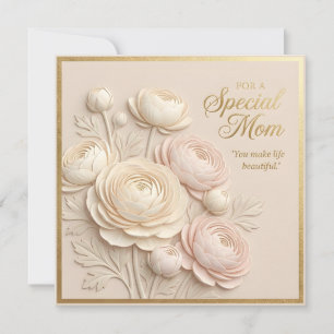 Cartão do Dia das Mães com Floral Embutido
