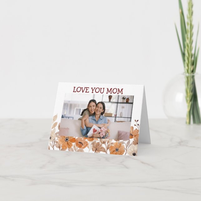 Cartão do Dia das Mães com Floral Moderno (Frente)