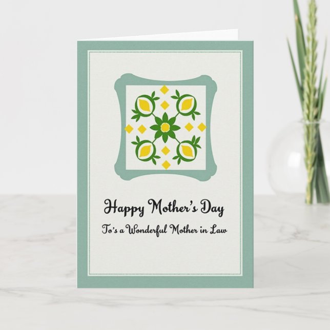 Cartão do Dia das Mães com Floral Verde (Frente)