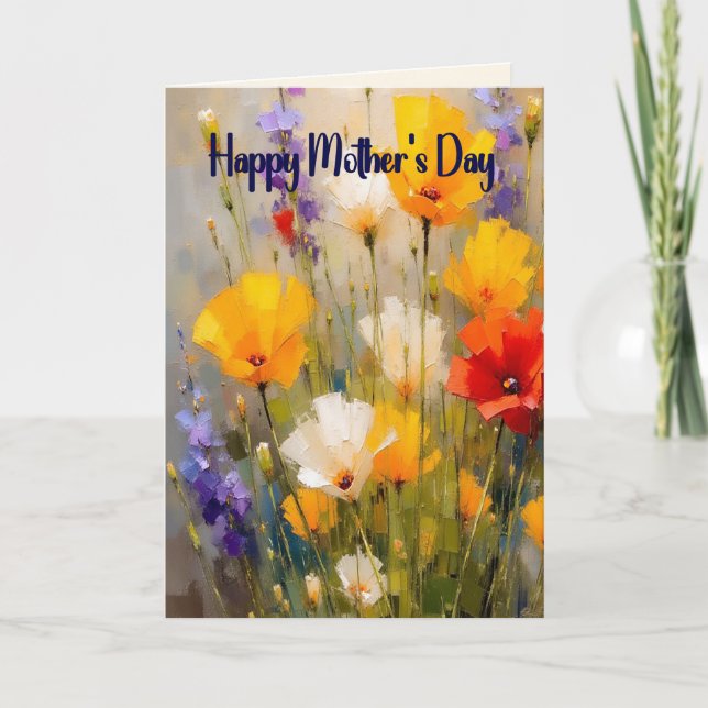 Cartão do Dia das Mães com Flores (Frente)