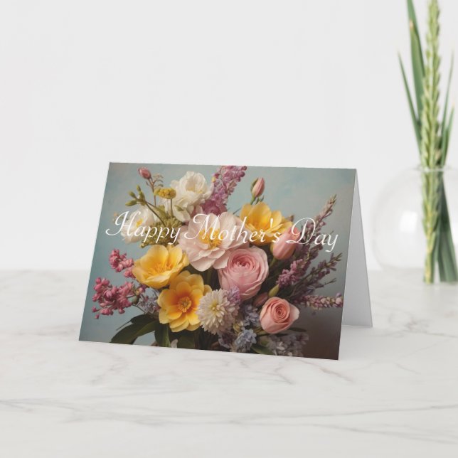 Cartão do Dia das Mães com Flores Lindas (Frente)