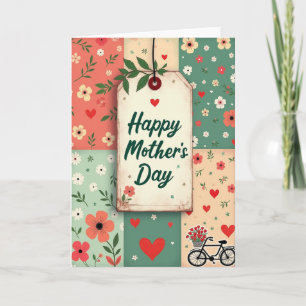 Cartão do Dia das Mães com Flores Matelassadas