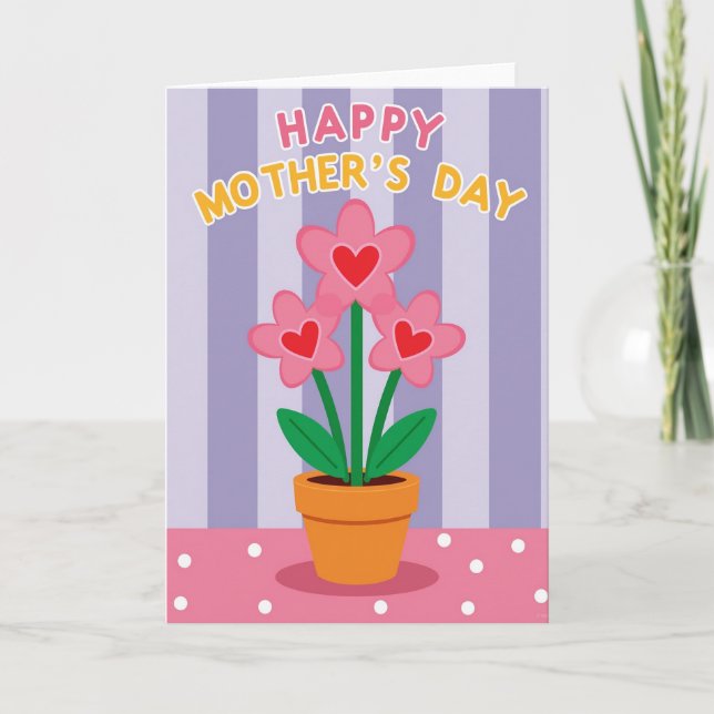 Cartão do Dia das Mães com Flores no Coração (Frente)