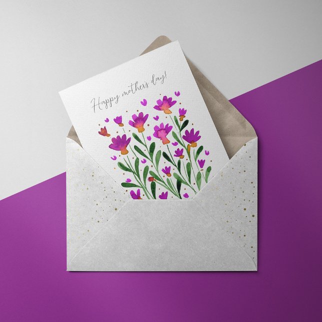 Cartão do dia das mães com flores simples 'não me  (Criador carregado)