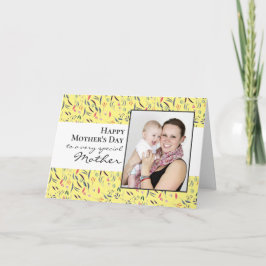 Cartão do Dia das Mães com Foto Floral Amarela