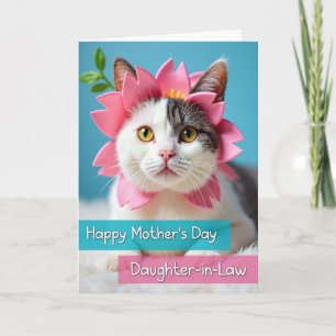 Cartão do Dia das Mães com Gato Branco