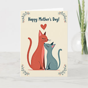 Cartão do Dia das Mães com Gato Estilizado