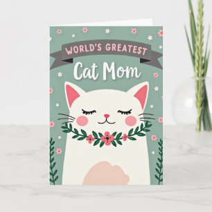 Cartão do Dia das Mães com Gato Floral