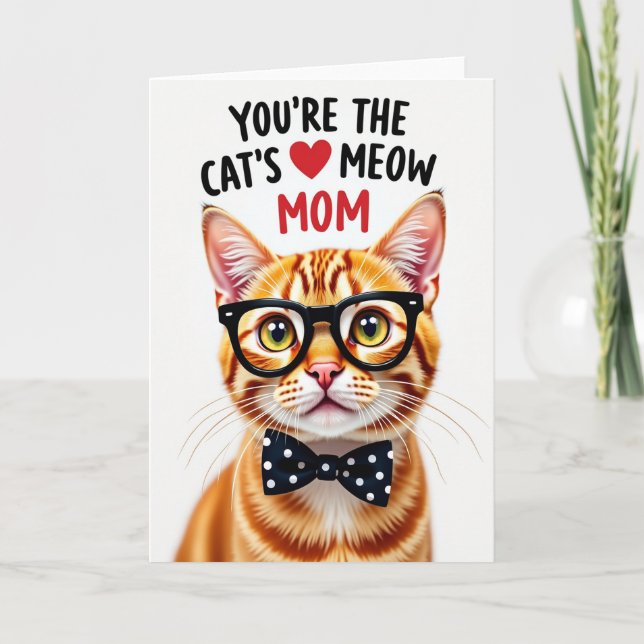 Cartão do Dia das Mães com Gato Ruivo (Frente)