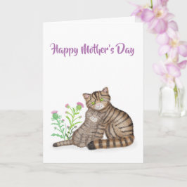 Cartão do Dia das Mães com Gatos Selvagens Escoces