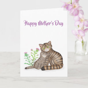 Cartão do Dia das Mães com Gatos Selvagens Escoces