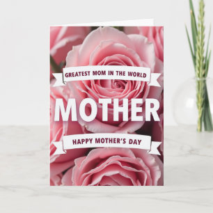 Cartão do Dia das Mães com Ilustração de Rosa