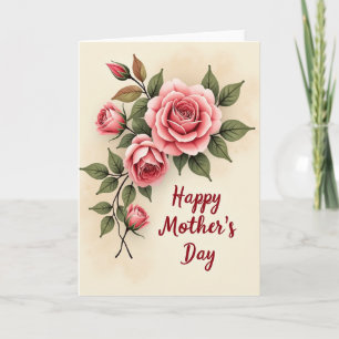 Cartão do Dia das Mães com Ilustração Floral