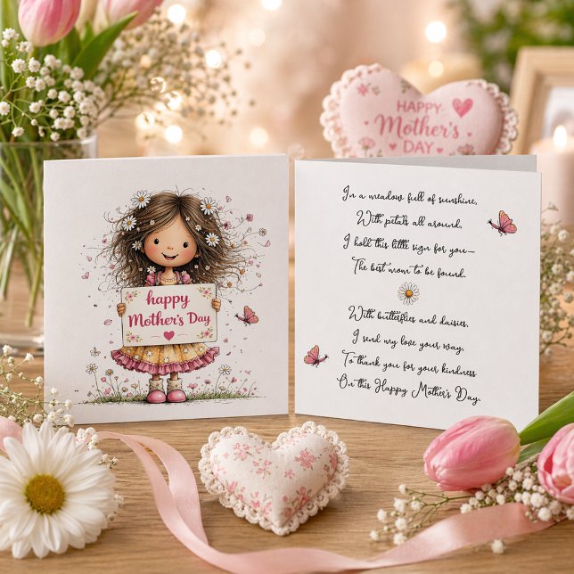 Cartão do Dia das Mães com Ilustração Infantil (Criador carregado)