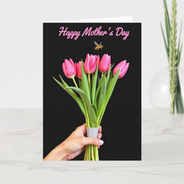 Cartão do Dia das Mães com Inseto Floral (Frente)