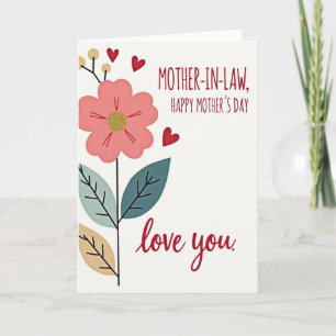 Cartão do Dia das Mães com Letra Vermelha