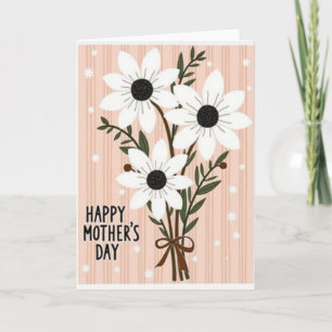 Cartão do Dia das Mães com Listra de Buquê Floral