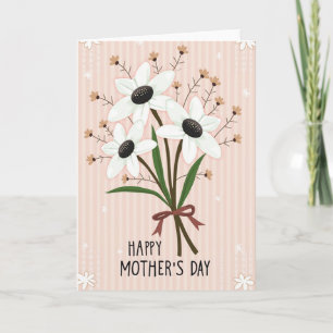 Cartão do Dia das Mães com Listras Florais