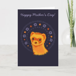 Cartão do Dia das Mães com mãe furão fofa