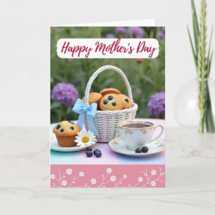 Cartão do Dia das Mães com Muffin de Frutas