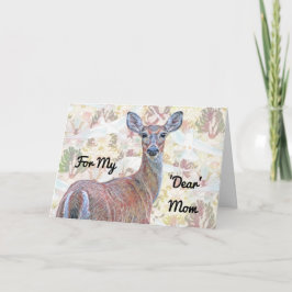 Cartão do Dia das Mães com o padrão de cervo e pom