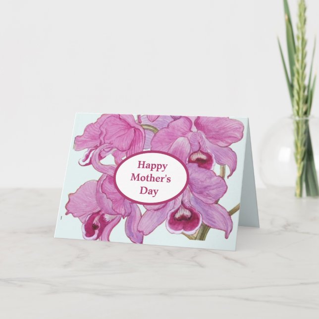 Cartão do Dia das Mães com orquídeas para foto (Frente)