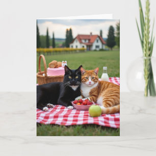 Cartão do Dia das Mães com Piquenique Felino