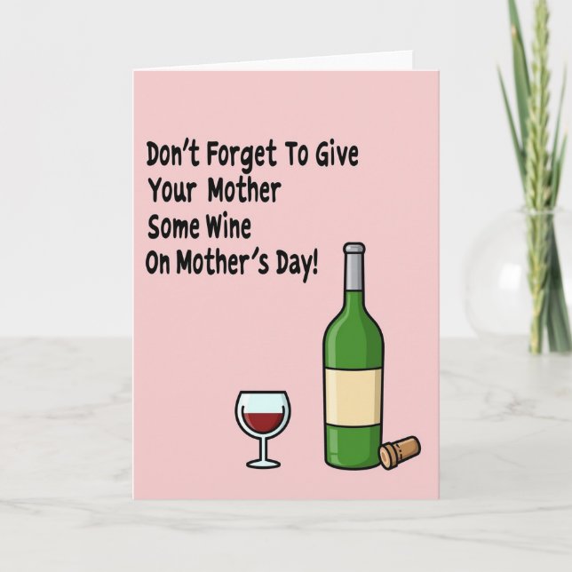 Cartão do Dia das Mães com Presente de Vinho (Frente)