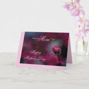 Cartão do Dia das Mães com Rosa Cor-de-Rosa em Bro