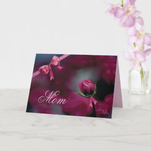 Cartão do Dia das Mães com Rosa Cor-de-Rosa Embota
