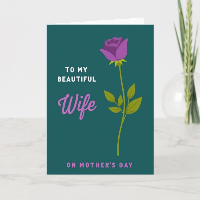 Cartão do Dia das Mães com Rosa Moderna (Frente)