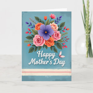 Cartão do Dia das Mães com Rosas Pastel